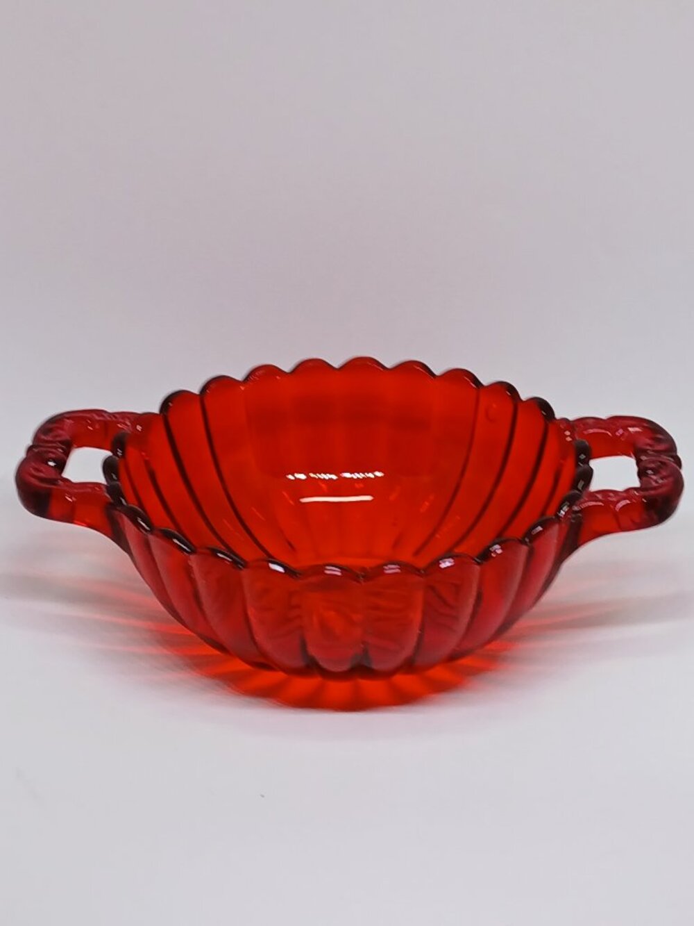 Vintage Antique Imperial Glass Company RED "Pillar Flute" pattern Berry Bowl